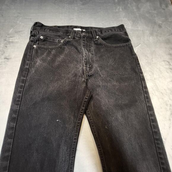 Levis 505 Jeans Mens 34x31 Black Denim Straight Leg Zip Fly Classic 5 Pocket - Picture 2 of 12